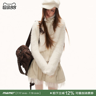 MAMC翅膀高领白色毛衣女款2025新款冬季高级感针织衫显瘦上衣外套