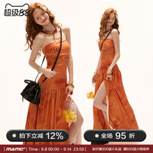 MAMC橙子度假抹胸连衣裙2025年夏季新款气质显瘦高级感露肩裙子