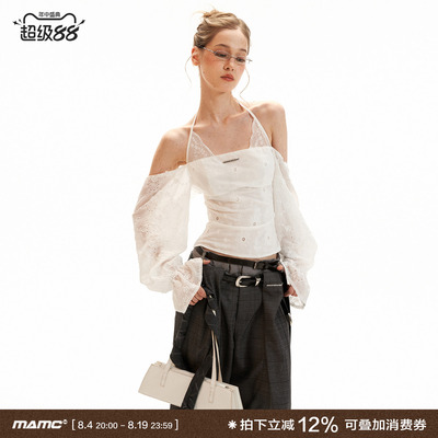 MAMC法式一字露肩挂脖上衣