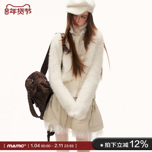 MAMC翅膀高领白色毛衣女款2025新款冬季高级感针织衫显瘦上衣外套