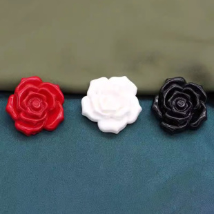 玫瑰花纽扣毛呢大衣扣子黑色红色白色花朵女士毛衣外套开衫
