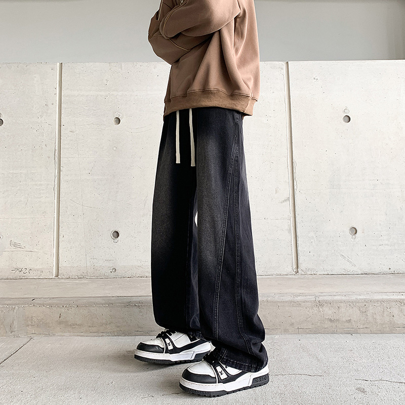 美式复古弯刀水洗牛仔裤