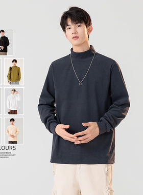 WAALEVANA双面德绒打底衫半高领长袖T恤男女秋冬宽松保暖内搭上衣