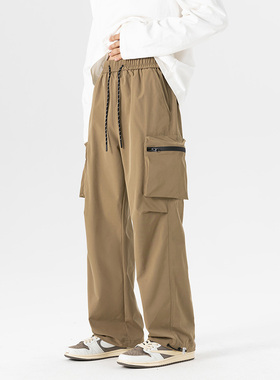 WAALEVANA 美式机能降落伞兵大口袋工装裤男女潮牌阔腿抽绳休闲裤