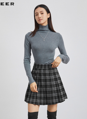 sdeer圣迪奥女装高领基本款打底长袖针织衫S223Z3568