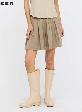 sdeer圣迪奥女装【凉感因子】抽绳松紧撞色拼接A字短裤S252Z0902