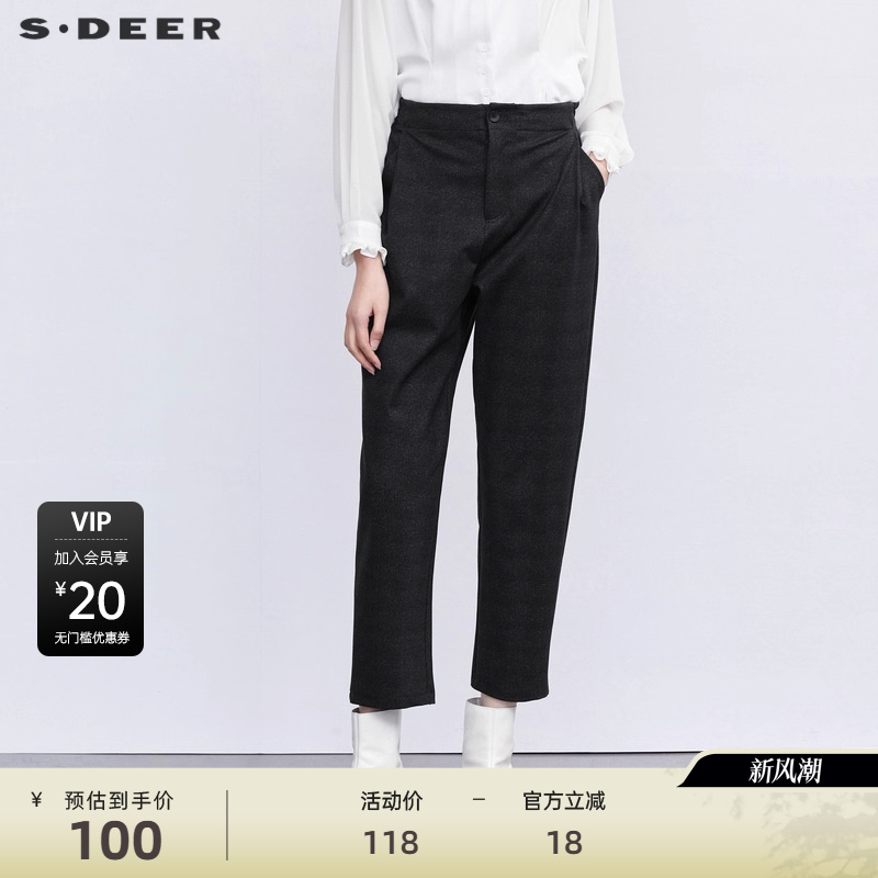 半松紧长裤 层次压褶 对称插袋