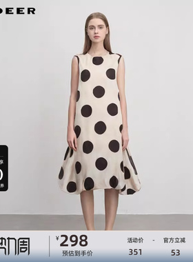 sdeer圣迪奥女装圆领撞色波点千金裙宽松无袖连衣裙S252Z1224