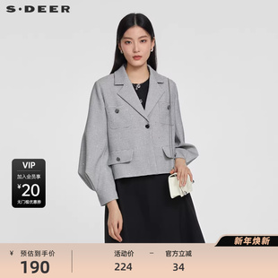 外套S231Z2224 领千鸟格短款 sdeer圣迪奥女装 OL风西装