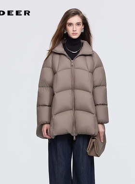 sdeer圣迪奥女装25年新品时尚立领宽松短款羽绒服面包服S254Z3108