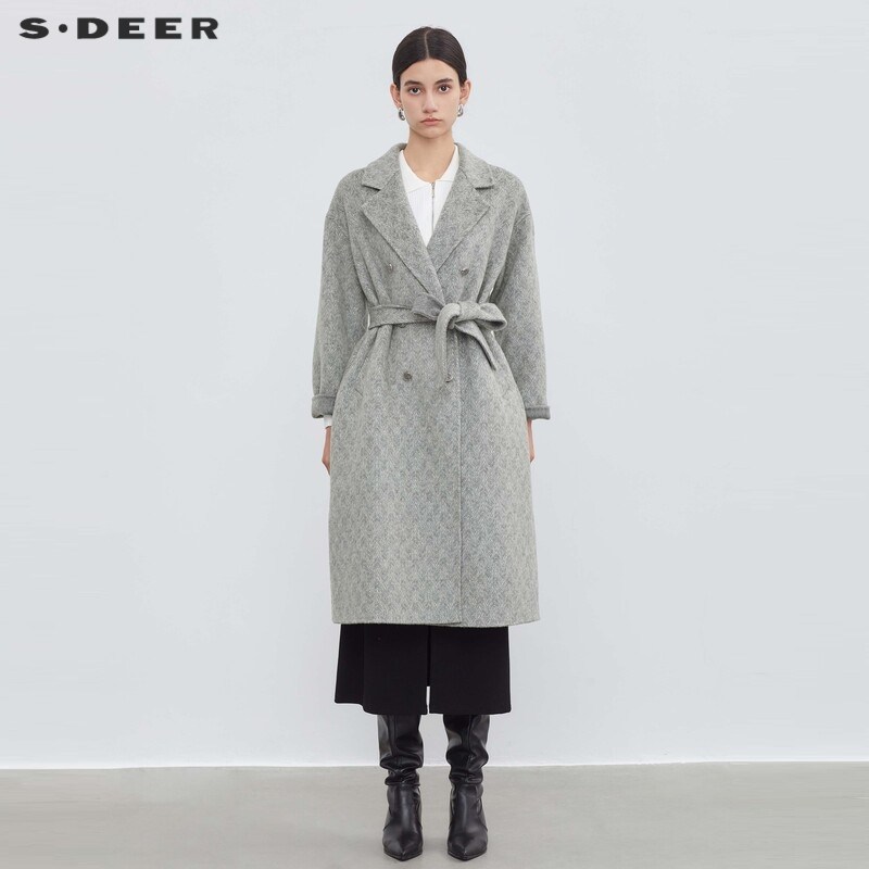 西装领大衣  复古条纹 收腰毛呢