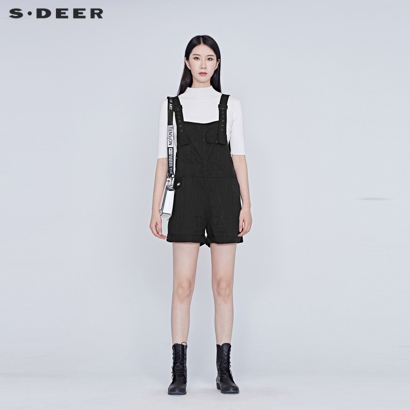 S·DEER圣迪奥女装夏季时尚简约青春休闲背带裤S2028090
