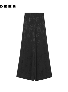 sdeer圣迪奥女装复古高腰印花新中式阔腿长裤S242Z0804