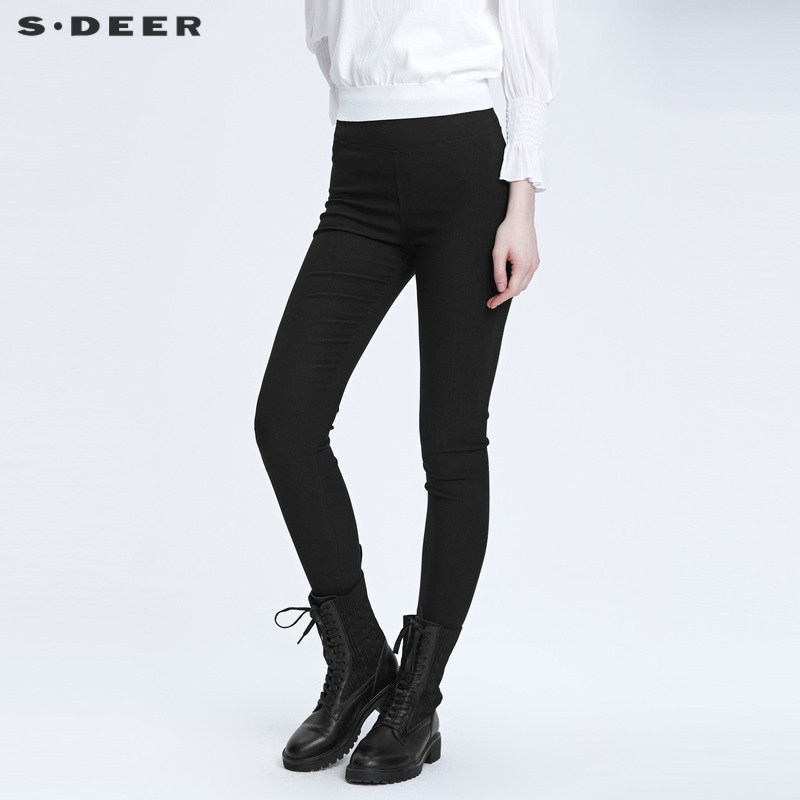 【秒杀】sdeer圣迪奥女装秋时尚松紧打底鲨鱼紧身长裤S22180801