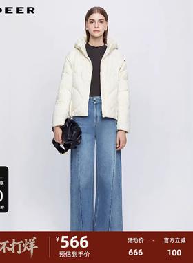 sdeer圣迪奥女装高领连帽茧型宽松短款羽绒服S244Z3105