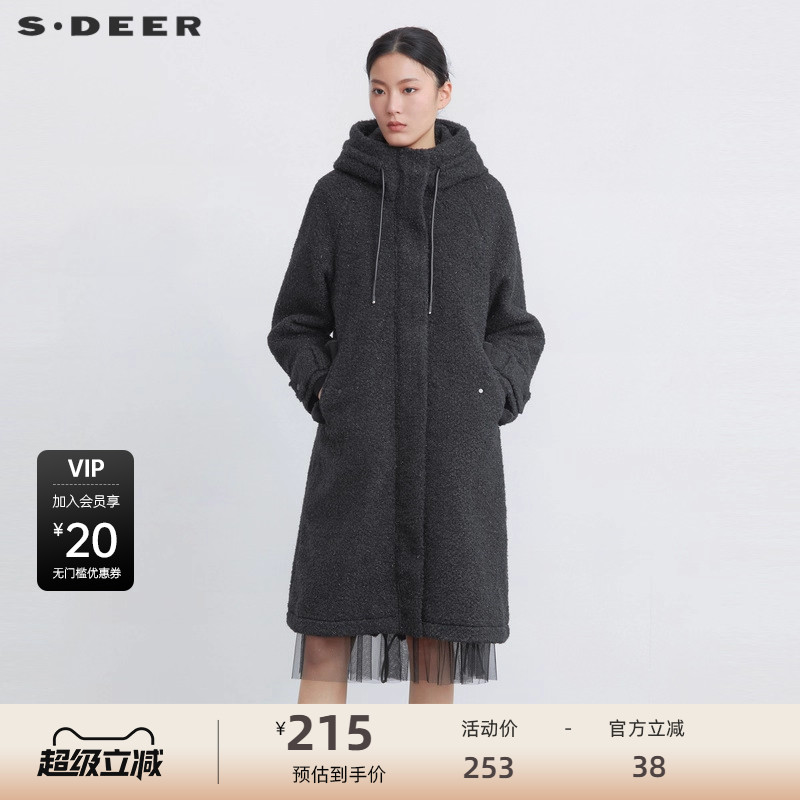 连帽大衣 对称插袋 摇粒绒