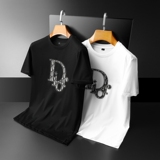 2025年新款双丝光棉短袖T恤6606-P80M-5XL黑色，男装T恤，钱塘6026