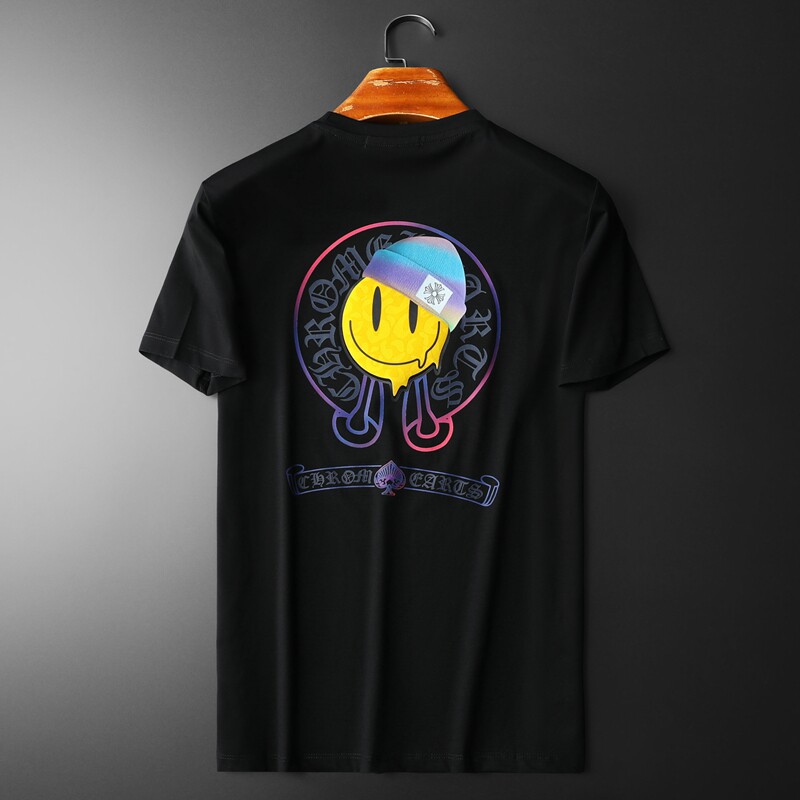 2024年新款双丝光棉短袖T恤6270-P80M-5XL黑色，男装T恤，钱塘6026