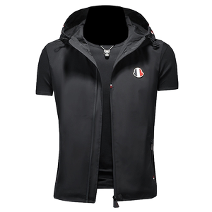 新款 男士连帽马甲背心   M-5XL 钱塘6026-9013-P145 （镂空图）图片