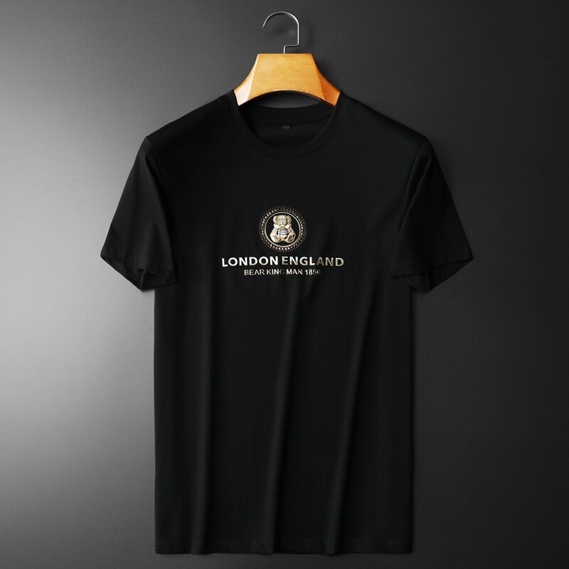 2024年新款 双丝光棉短袖T恤 男 6612-P80 M-5XL 黑色图片