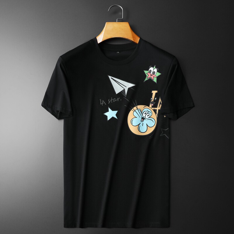 2024年新款 双丝光棉短袖T恤 6368-P80 M-5XL 黑色图片