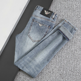 2024年新款男士蓝色修身牛仔长裤N6823P165228，男装牛仔裤，钱塘6026