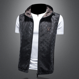 新款 男士连帽马甲背心   M-5XL 钱塘6026- 9007-P140 （镂空图）图片