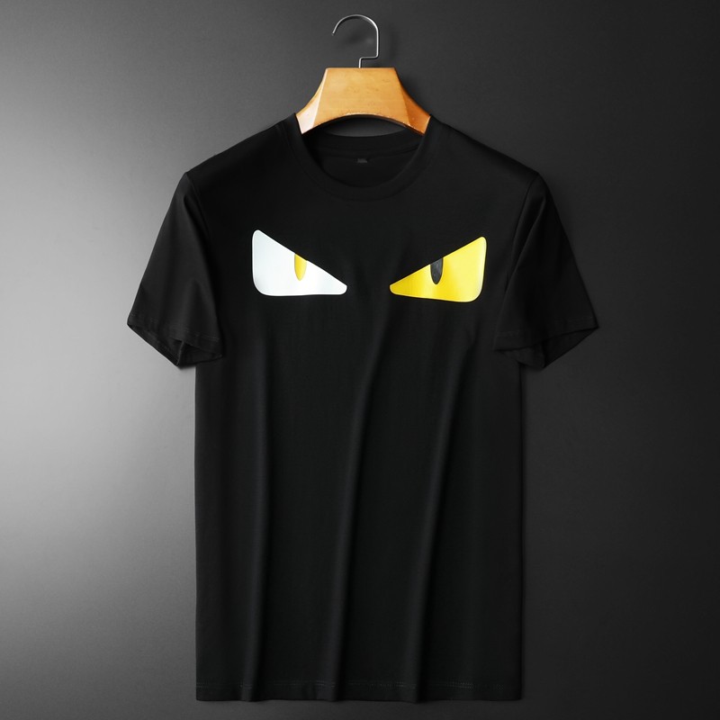 2024年新款双丝光棉短袖T恤2051-P80M-5XL黑色，男装T恤，钱塘6026