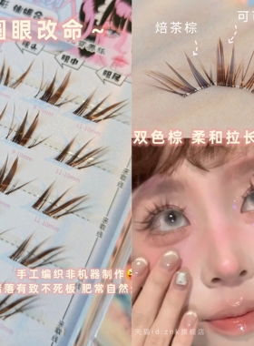 嫁接开花狐柔和拉长眼型! 双色渐变棕狐系假睫毛分段免胶眼尾拉长