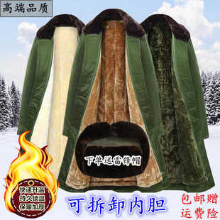 军绿棉大衣2026东北大棉袄男保安劳保工作棉服冷库防寒中长款外套