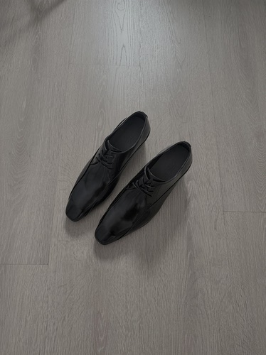 AMBSOM Cuban heel Derby 17 亮面牛皮古巴跟德比系带皮鞋