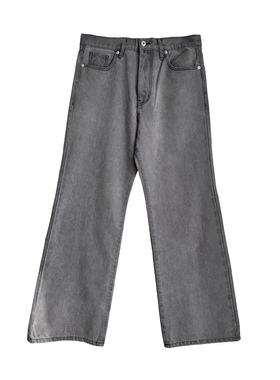 AMBSOM「2021m」pro灰色微喇宽松直筒牛仔裤cleanfit年度裤王男女