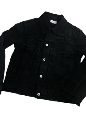 AMBSOM*水洗做旧破坏糜烂Cleanfit牛仔夹克vintage外套男女同款