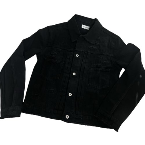 AMBSOM*水洗做旧破坏糜烂Cleanfit牛仔夹克vintage外套男女同款