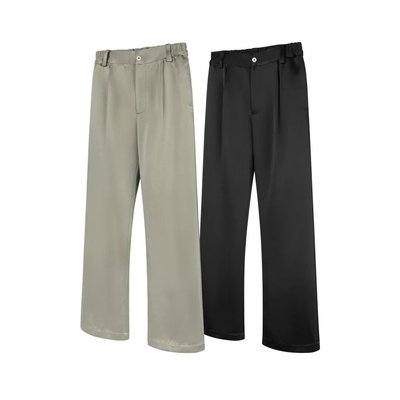 AMBSOM醋酸混纺双面缎感基础Basic微喇西裤cleanfit休闲长裤男