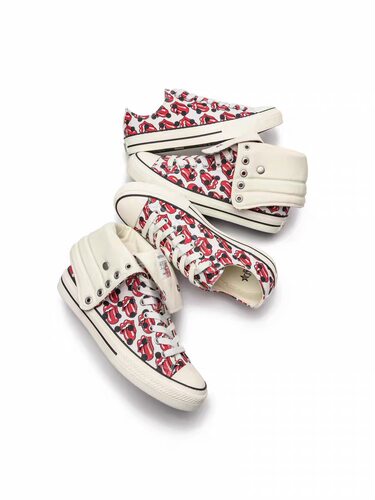 首发2开小 恶搞红色舌头波点帆布鞋RED TONGUE DOT CANVAS SHOE