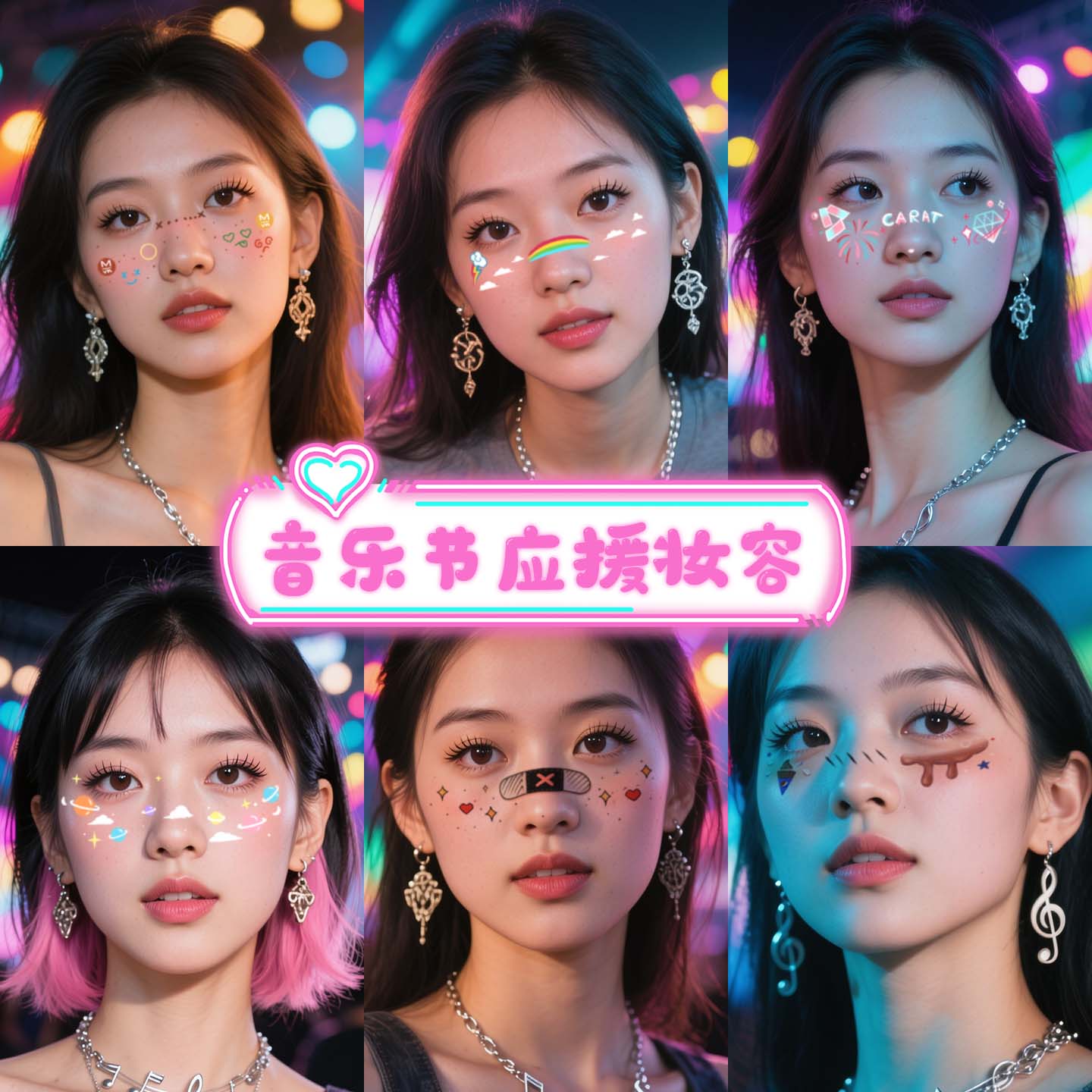 XMXP音乐节演唱会彩色妆容脸贴纸