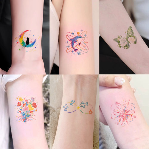 小清新可爱彩色纹身贴女防水持久