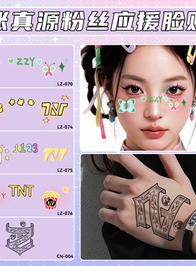 TNT时代少年团张真源演唱会应援彩色脸贴粉丝妆容纹身贴草本果汁