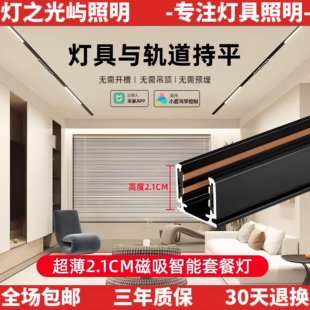智能超薄16型新款 磁吸軌道嵌入式 明裝 客廳無主燈泛光格珊 吊頂矮款