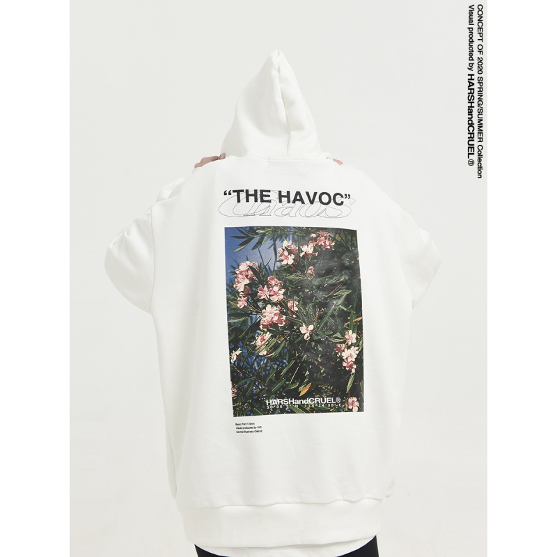 harshandcruel复古印花连帽卫衣