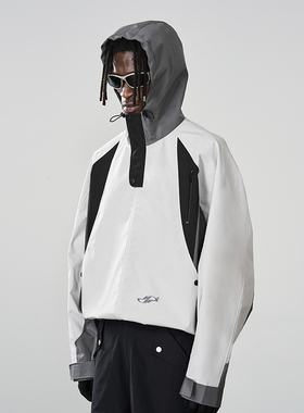 【魏巡】harshandcruel gorpcore撞色弧形解构户外连帽冲锋衣夹克