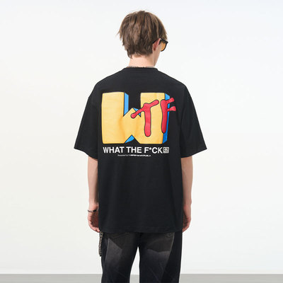 美式slogan发泡印花脏话短袖T恤