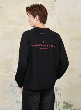 harsh and cruel cleanfit基础logo印花定制皮牌休闲圆领长袖T恤