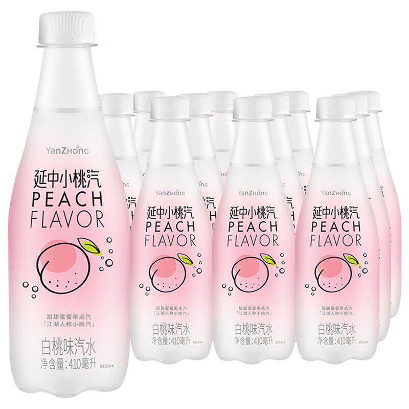 延中咸柠汽小桃气410ml*12瓶整箱包邮特批价柠檬桃子味盐汽水