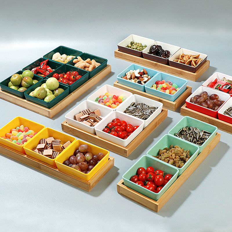 密胺茶点零食干果摆盘家用酒店餐厅小吃拼盘酒吧沐足会所分格盘子