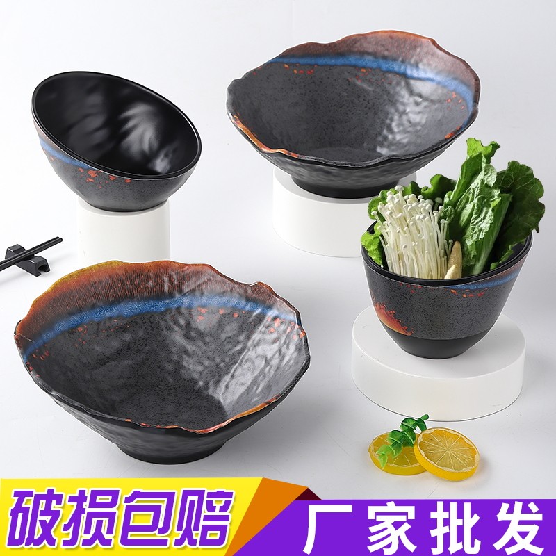 密胺日式烤肉店菜桶创意仿瓷蔬菜斜口桶火锅调料碗商用餐厅蘸料碗_虎窝淘