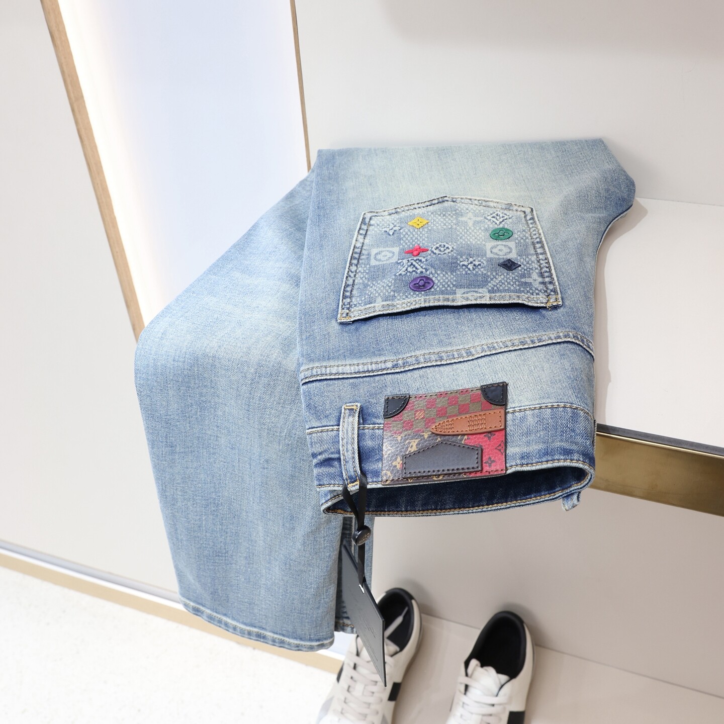 欧美风时尚简约浅蓝色弹力牛仔裤春夏男舒适柔软修身小直筒休闲裤