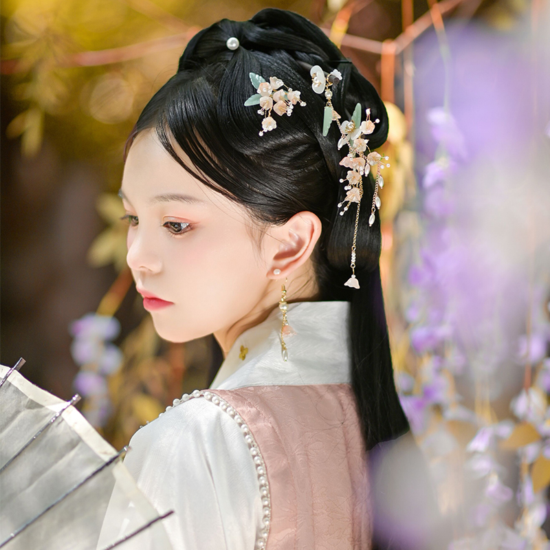 套装幽兰原创边夹仙气风头饰