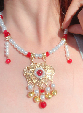 平安锁项链古风软璎珞中式